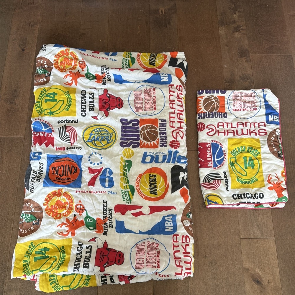RARE 1973 Collectible Sears VTG. NBA Bed Sheet Basketball KC Kings, Supersonics